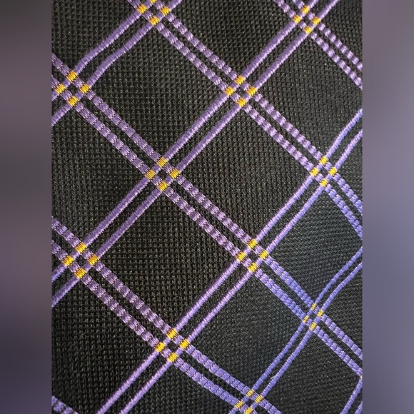👔 LRL Lauren Ralph Lauren Green Label Silk Necktie / Neck Tie | Black & Purple - Picture 8 of 10